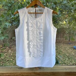 Kate Spade Women's White Ruffled Front Sleeveless Top Size 8